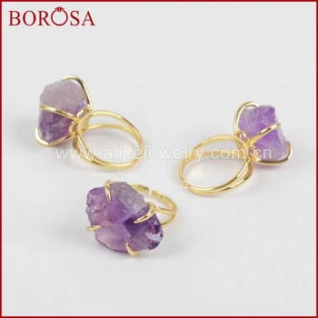 BOROSA New Gold Color Rough Natural Purple Crystal Druzy Ring Claw Setting Ring Drusy Crystal Stone Gems Ring for Women ZG0133
BOROSA New Gold Color Rough Natural Purple Crystal Druzy Ring Claw Setting Ring Drusy Crystal Stone Gems Ring for Women ZG0133