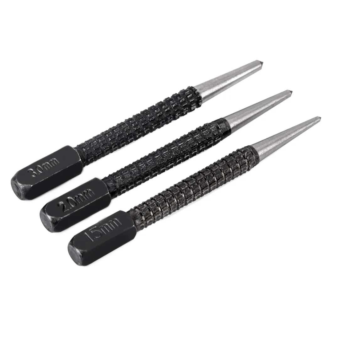 3pcs Non Slip Center Punch Set Alloy Steel 3/32" Metal Wood DIY Marking Tool Marker for Proofing Hole 10cm Length Drilling Tool