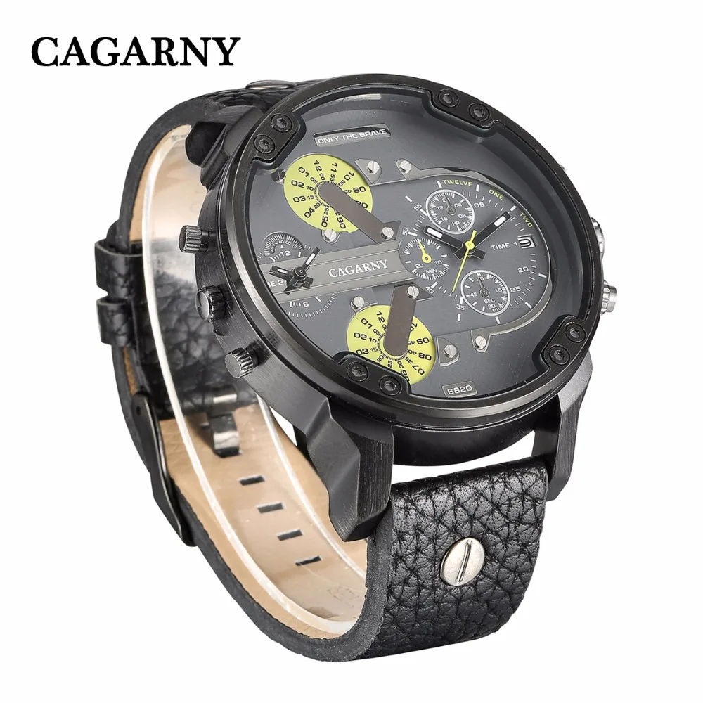 

Luxury Brand Cagarny Mens Watches Military Sports Men Watch Quartz Date Male Clock Casual Leather Wrist Watch zegarek meski 6820