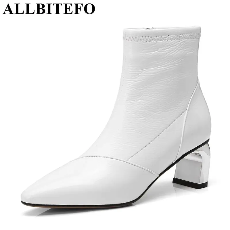 ALLBITEFO natural genuine leather fashion silver heel design ankle women boots comfortable Autumn ladies boots motorcycle boots
ALLBITEFO natural genuine leather fashion silver heel design ankle women boots comfortable Autumn ladies boots motorcycle boots