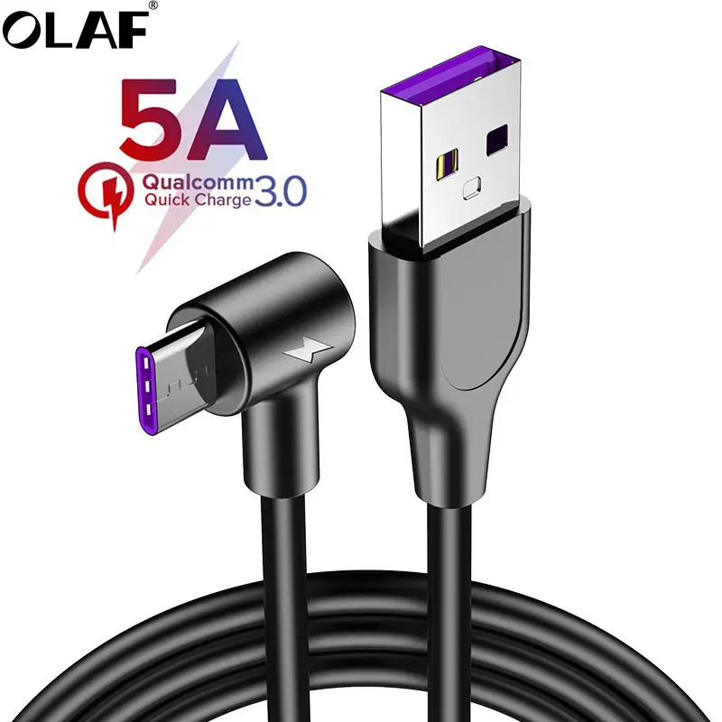 OLAF 90 Degree USB Type C Cable 5A Supercharge cable for Huawei p30 pro p20 lite Quick charging fast charger cord for Samsung s9
OLAF 90 Degree USB Type C Cable 5A Supercharge cable for Huawei p30 pro p20 lite Quick charging fast charger cord for Samsung s9