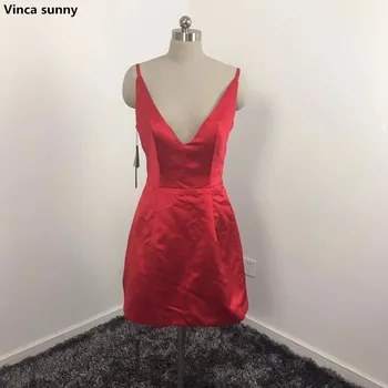 Vinca sunny Sexy V Neck Spaghetti Strap Satin Mini Dresses