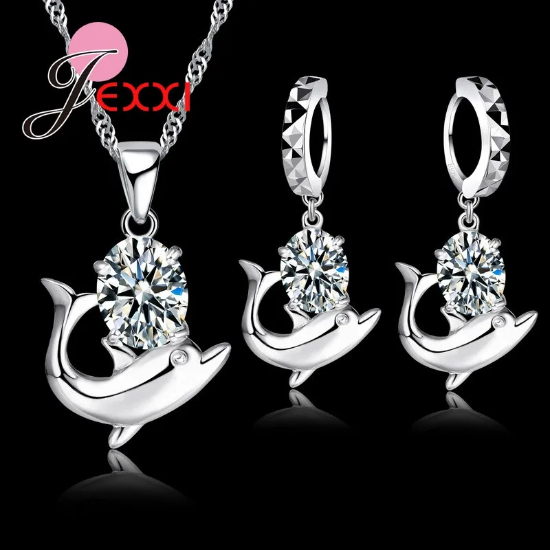 Cute Dolphin Little Girl Jewelry Sets for Women Bridal Accessory 925 Sterling Silver Necklace & Hoop Earrings Set
Cute Dolphin Little Girl Jewelry Sets for Women Bridal Accessory 925 Sterling Silver Necklace & Hoop Earrings Set