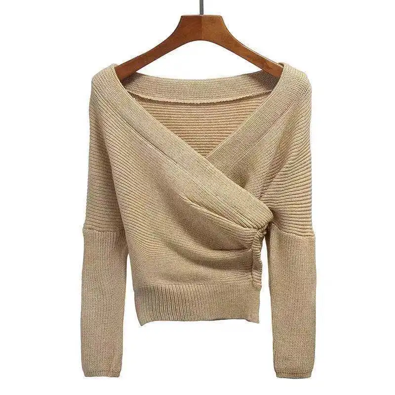 MY1923 Korean Fashion Crossed V Neck Side Pleated Elegant Slim Sweater Ladies Short Design Sweaters Jumpers
MY1923 Korean Fashion Crossed V Neck Side Pleated Elegant Slim Sweater Ladies Short Design Sweaters Jumpers