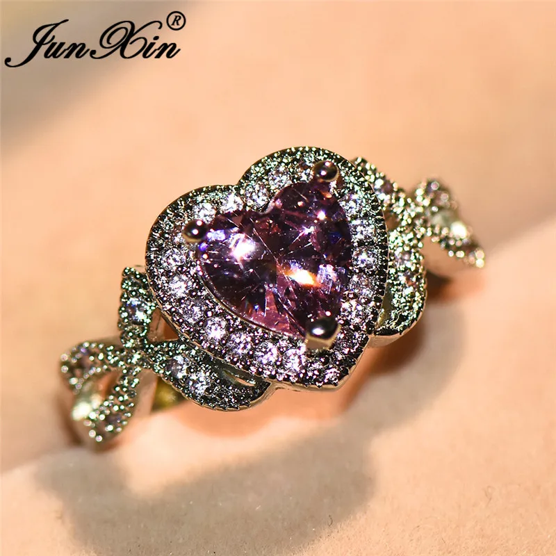 JUNXIN Cute Pink Heart Rings For Women 925 Silver Filled Austrian Crystal aaa Zircon Female Birthstone Ring Wedding Jewelry Gift 
JUNXIN Cute Pink Heart Rings For Women 925 Silver Filled Austrian Crystal aaa Zircon Female Birthstone Ring Wedding Jewelry Gift