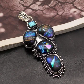Precious Vintage New Dichroic Glass 925 Sterling Silver Charms Pendant Necklace Jewelry 3 1/8 INCH TF930
Precious Vintage New Dichroic Glass 925 Sterling Silver Charms Pendant Necklace Jewelry 3 1/8 INCH TF930