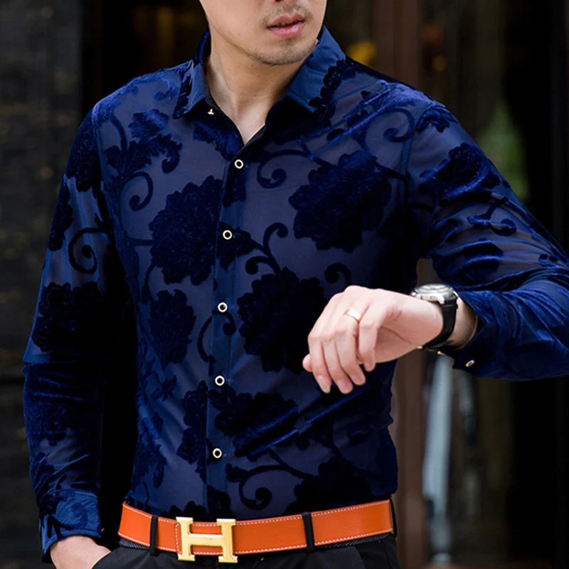 Мужская рубашка Mu Yuan Yang облегающая Повседневная с длинным рукавом|Повседневные