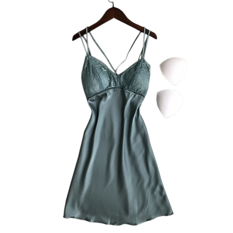 Satins silks V-neck sexy nighties women night sleep spaghetti strap korean nightgown summer dress womne night gown
Satins silks V-neck sexy nighties women night sleep spaghetti strap korean nightgown summer dress womne night gown