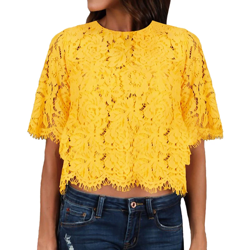 T shirt women 2019 loose sexy lace solid color summer new round neck short sleeve fringed shirt female vestidos clothing EFF6191
T shirt women 2019 loose sexy lace solid color summer new round neck short sleeve fringed shirt female vestidos clothing EFF6191