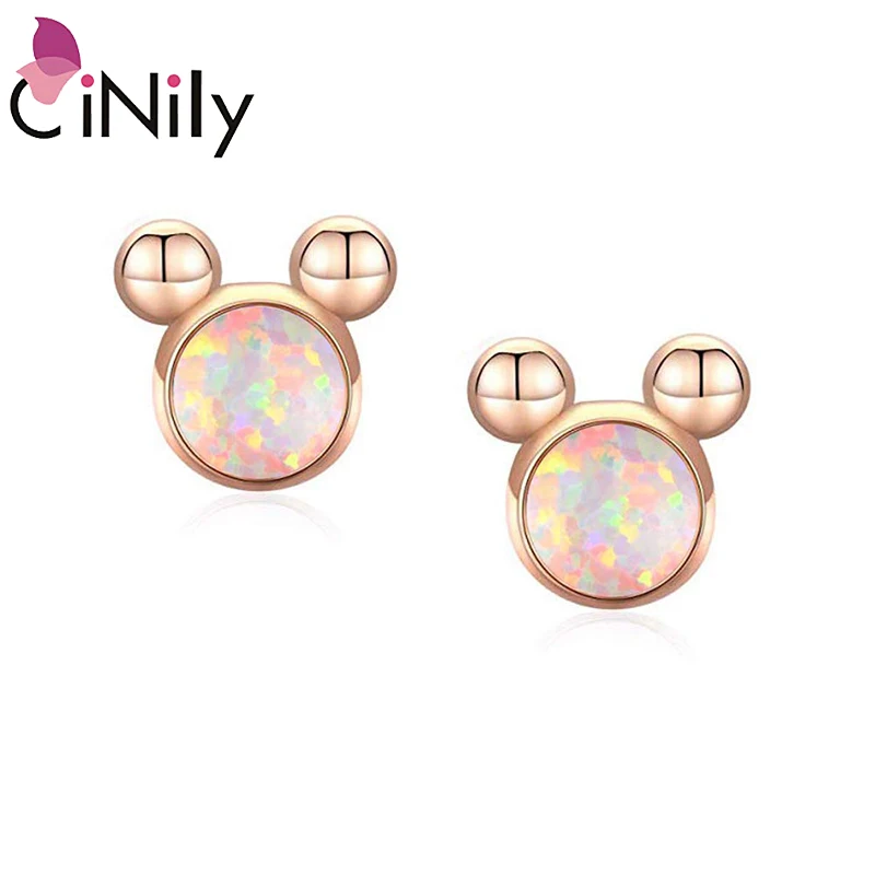 CiNily Pink & White Fire Opal Stud Earrings With Round Stone Silver & Rose Gold Color Cartoon Animal Mr. Mouse Cute Jewelry Girl
CiNily Pink & White Fire Opal Stud Earrings With Round Stone Silver & Rose Gold Color Cartoon Animal Mr. Mouse Cute Jewelry Girl