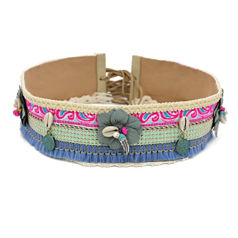Woman Waist Belt Fashion Bohemian Handmade Lace Embroidery Fabric Flower Accessories Shell Bead Decoration Belts for mujer Dress
Woman Waist Belt Fashion Bohemian Handmade Lace Embroidery Fabric Flower Accessories Shell Bead Decoration Belts for mujer Dress