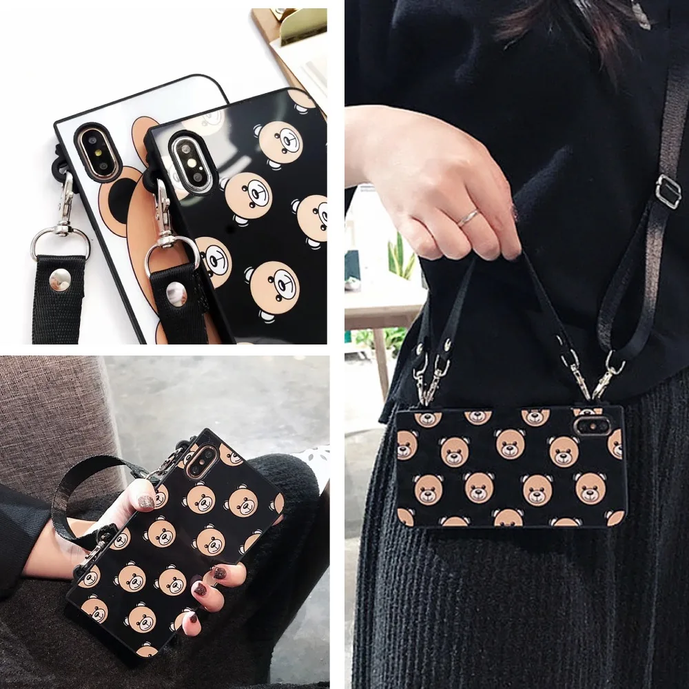 case for iphone XS MAX XR X 7 8 plus case cover 3d bear with shoulder strap soft silicone phone bag case for iphone 6 6s plus
case for iphone XS MAX XR X 7 8 plus case cover 3d bear with shoulder strap soft silicone phone bag case for iphone 6 6s plus