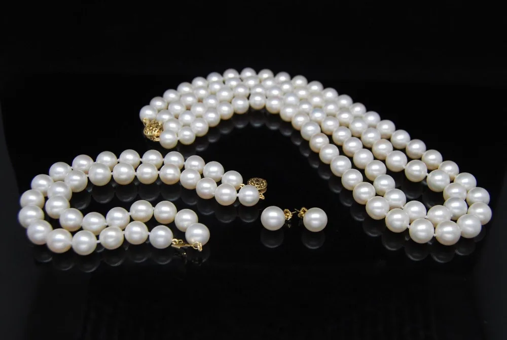 Jewelry 00709 double strands 8-9mm south sea white pearl necklace bracelet earrings 14KGP
Jewelry 00709 double strands 8-9mm south sea white pearl necklace bracelet earrings 14KGP