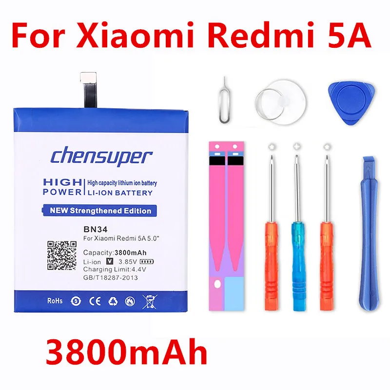 chensuper 3800mAh BN34 High Quality Smart Phone Battery For Xiaomi Redmi 5A 5.0" 5.0 Inch
chensuper 3800mAh BN34 High Quality Smart Phone Battery For Xiaomi Redmi 5A 5.0" 5.0 Inch