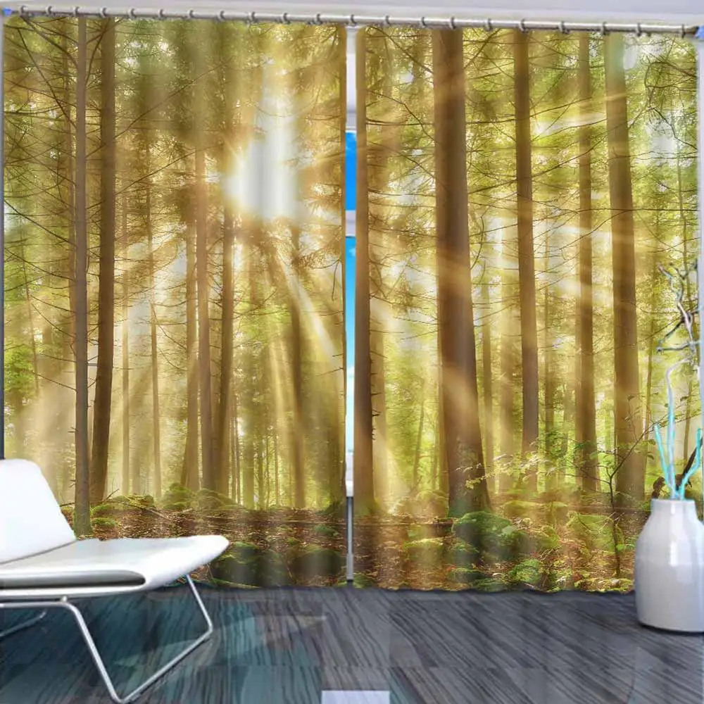 Morning sunshine forest 3D Curtains For Bedroom Kids Living Room Drapes Fabric Polyester Set with Hooks Factory direct sale
Morning sunshine forest 3D Curtains For Bedroom Kids Living Room Drapes Fabric Polyester Set with Hooks Factory direct sale