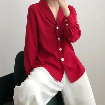 HLHPYHB Women Autumn Long Chiffon Satin Boyfriend Shirts Long Sleeve V Neck Conch Button Casual Tops Korean Style Fashion Blouse
HLHPYHB Women Autumn Long Chiffon Satin Boyfriend Shirts Long Sleeve V Neck Conch Button Casual Tops Korean Style Fashion Blouse