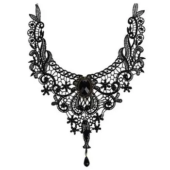 Womens Vintage Retro Gothic Rhinestone Jewelry Pendant Necklace Hollowed Out Embroidered Lace Collar Choker Solid Color Beaded C
Womens Vintage Retro Gothic Rhinestone Jewelry Pendant Necklace Hollowed Out Embroidered Lace Collar Choker Solid Color Beaded C