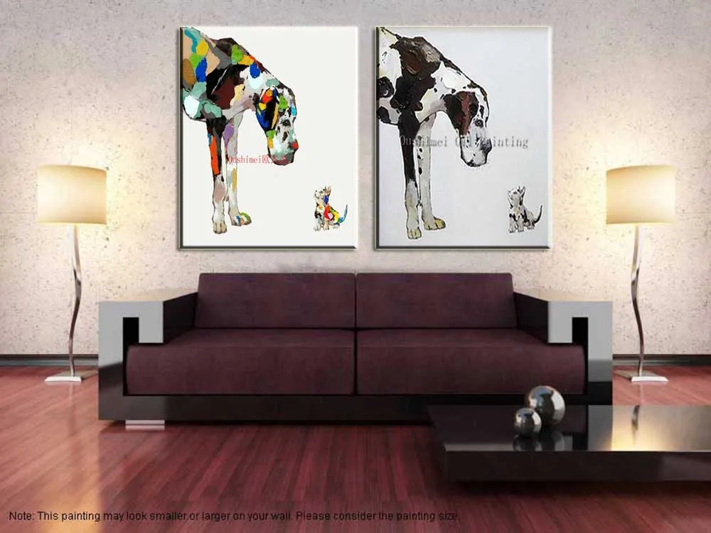 

Cheap Art Wall Decor Pet Dog Painting 100% Handmade Abstract Dog and Cat Paintings Knife Animals Oil Painting On Canvas