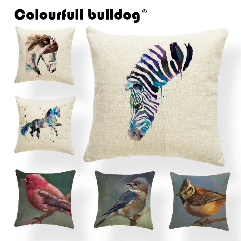 Animal Horse Bird Cover Cushion Oil Painting Zebra Watercolor Magpie Pink Eagle Nordic Design Blue Living Room Cushion
Animal Horse Bird Cover Cushion Oil Painting Zebra Watercolor Magpie Pink Eagle Nordic Design Blue Living Room Cushion