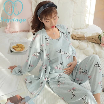 1389# 3 PCS Set Cartoon Print Cotton Maternity Nursing Nightwear Breastfeeding Pajamas for Pregnant Women Pregnancy Sleepwear
1389# 3 PCS Set Cartoon Print Cotton Maternity Nursing Nightwear Breastfeeding Pajamas for Pregnant Women Pregnancy Sleepwear