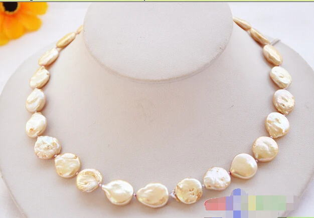 17" 14mm golden coin freshwater cultured pearl necklace p3328 ^^^@^Noble style Natural Fine jewe FREE SHIPPING
17" 14mm golden coin freshwater cultured pearl necklace p3328 ^^^@^Noble style Natural Fine jewe FREE SHIPPING