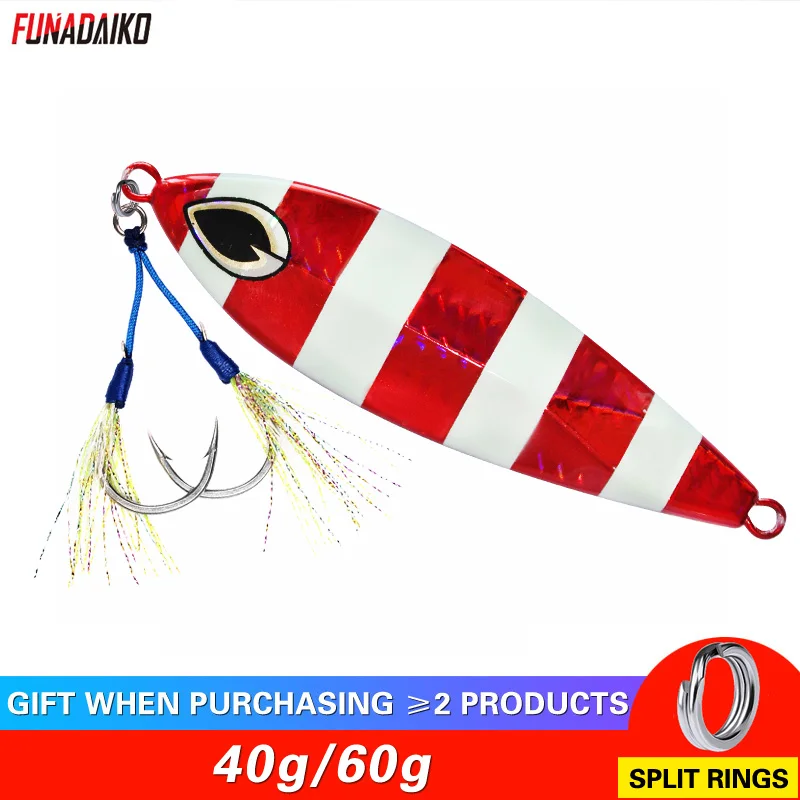 FUNADAIKO Seafishing slow fall slow jig shore casting lures boat fishing matel jigging 40g/60g luminous glow jig
FUNADAIKO Seafishing slow fall slow jig shore casting lures boat fishing matel jigging 40g/60g luminous glow jig