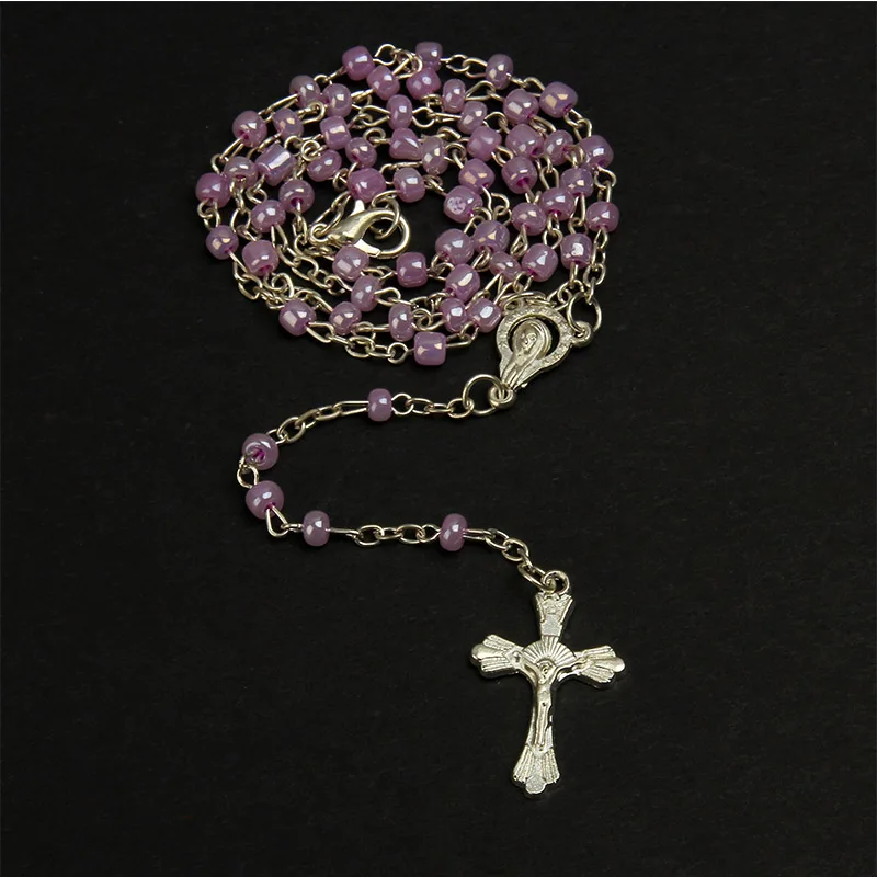 Glass Pearl Rosary Necklace Jesus Christ Cross Pendant Necklace Long Chain Men's and Women's Virgin Mary Christian Fashion Jewel
Glass Pearl Rosary Necklace Jesus Christ Cross Pendant Necklace Long Chain Men's and Women's Virgin Mary Christian Fashion Jewel