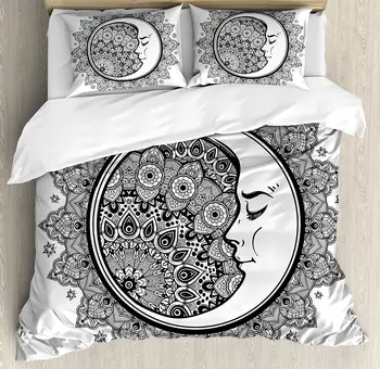 Zodiac Decor Duvet Cover Set Interlace Round Ethnic Mandala Crescent Moon with Ethnic Folkloric Graphic Bedding Set Black White
Zodiac Decor Duvet Cover Set Interlace Round Ethnic Mandala Crescent Moon with Ethnic Folkloric Graphic Bedding Set Black White