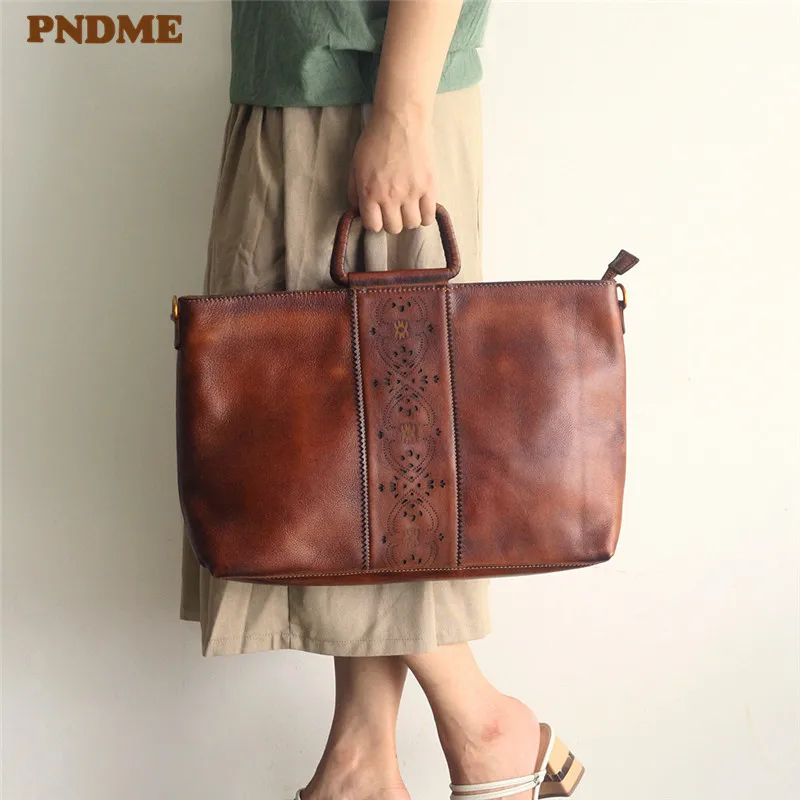 PNDME luxury genuine leather ladies handbag fashion vintage embossed soft cowhide large female tote bag women's designer 2019
PNDME luxury genuine leather ladies handbag fashion vintage embossed soft cowhide large female tote bag women's designer 2019