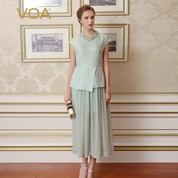 VOA 2018 Spring Summer Chinese Style Plus Size Vintage Women Dress Graceful Lady Light Green Silk Jacquard Dress Vestidos A0339
VOA 2018 Spring Summer Chinese Style Plus Size Vintage Women Dress Graceful Lady Light Green Silk Jacquard Dress Vestidos A0339