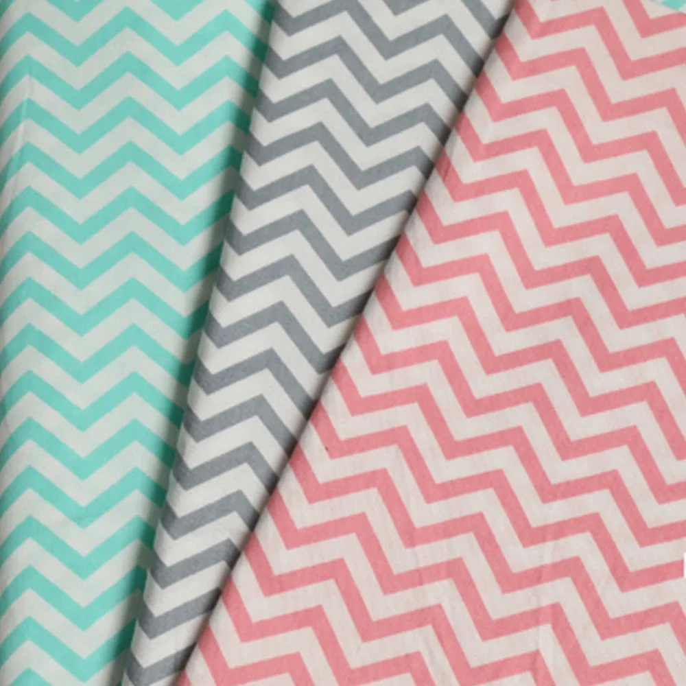 Pale Pink Running Stitch Chevron Stripe 100/% Cotton Zig Zag Fabric Patchwor