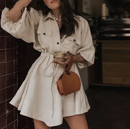 SUNJINACRO Summer Office Lady A-Line Dresses Cotton Linen Khaki Long Batwing Sleeve Turn-down Collar Mini Women Dress
SUNJINACRO Summer Office Lady A-Line Dresses Cotton Linen Khaki Long Batwing Sleeve Turn-down Collar Mini Women Dress