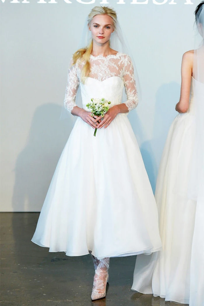 casamento organza a-line mid-calf lace wedding dress with three quarter sleeve 2016 new design bride dresses vestido de noiva
casamento organza a-line mid-calf lace wedding dress with three quarter sleeve 2016 new design bride dresses vestido de noiva