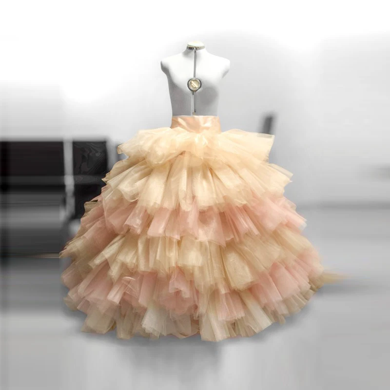 Super Puffy Yellow Pink Skirt Wide Satin Waistline Floor Length Ball Gown Skirt Tiered Layers Ruffles Skirts Formal Style
Super Puffy Yellow Pink Skirt Wide Satin Waistline Floor Length Ball Gown Skirt Tiered Layers Ruffles Skirts Formal Style