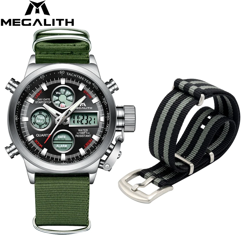 MEGALITH LED Dual Display Men's Watches Set Sports Waterproof Quartz Watches For Men Analog Digital Nylon Strap Men Watches
MEGALITH LED Dual Display Men's Watches Set Sports Waterproof Quartz Watches For Men Analog Digital Nylon Strap Men Watches
