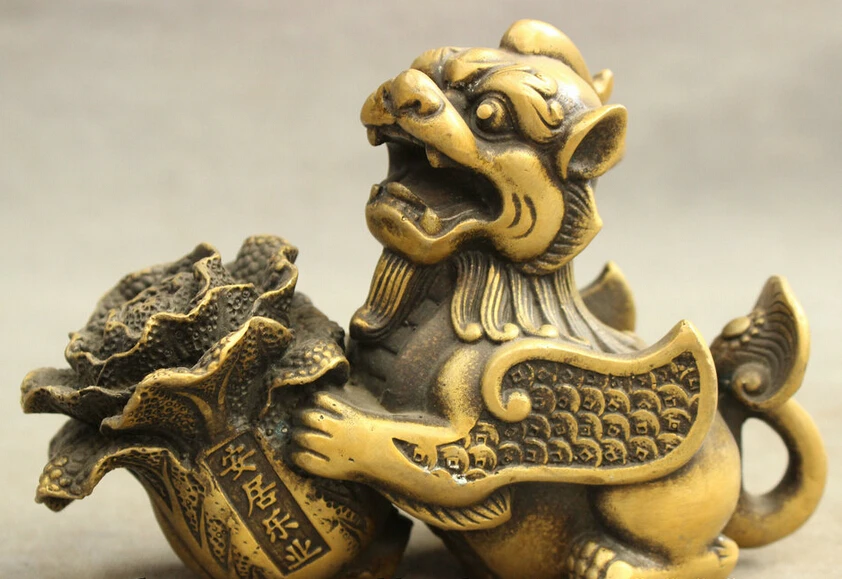 S4292 Bronze Animals Dragon PiXiu Wealth Coin Chi-lin Lion Statue Cai Cabbage D0317
S4292 Bronze Animals Dragon PiXiu Wealth Coin Chi-lin Lion Statue Cai Cabbage D0317