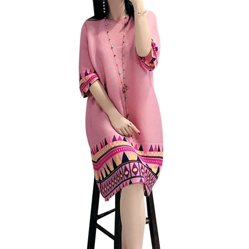Changpleat 2018 summer new loose women dresses Miyak Pleated Print design O-neck large Size 1/2 Sleeve Vintage Female Dress D980
Changpleat 2018 summer new loose women dresses Miyak Pleated Print design O-neck large Size 1/2 Sleeve Vintage Female Dress D980