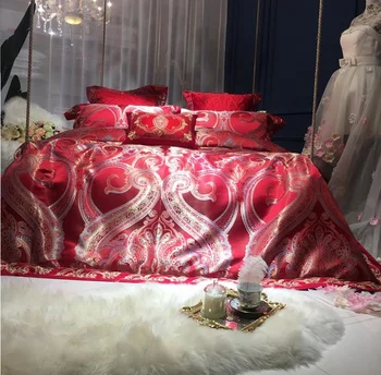 Luxury Red 100S Silk/Cotton Royal Palace Wedding Bedding Set Queen King Size Duvet Cover Bed sheet Bed Linen Pillowcases 4pcs
Luxury Red 100S Silk/Cotton Royal Palace Wedding Bedding Set Queen King Size Duvet Cover Bed sheet Bed Linen Pillowcases 4pcs