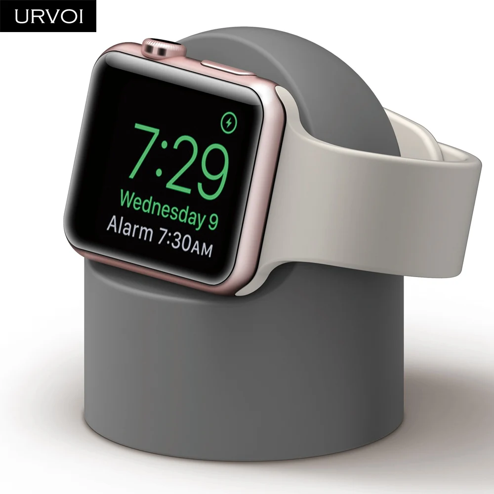 Держатель URVOI для apple watch series 6 SE 5 4 3 21 подставка часов ночник силиконовая домашняя