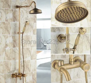 Antique Brass Single Handle Rain Shower Faucet Set Wall Mounted Bathtub Mixer Tap + Rainfall Shower Heads + Hand Spray lrs223
Antique Brass Single Handle Rain Shower Faucet Set Wall Mounted Bathtub Mixer Tap + Rainfall Shower Heads + Hand Spray lrs223