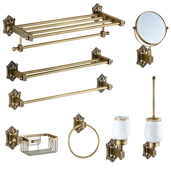 Vintage Bronze Bathroom Accessories European Brushed Solid Brass Bathroom Hardware Set Wall Mounted Carved Bathroom Products
Vintage Bronze Bathroom Accessories European Brushed Solid Brass Bathroom Hardware Set Wall Mounted Carved Bathroom Products