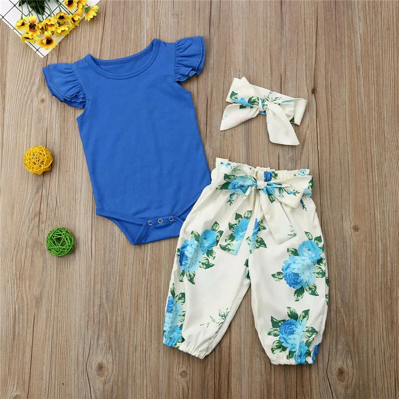 Newborn Baby Girls clothes Floral print Trousers bow Geometry Headband solid Ruffle sleeveless round neck Bodysuit 3Pcs Outfits
Newborn Baby Girls clothes Floral print Trousers bow Geometry Headband solid Ruffle sleeveless round neck Bodysuit 3Pcs Outfits