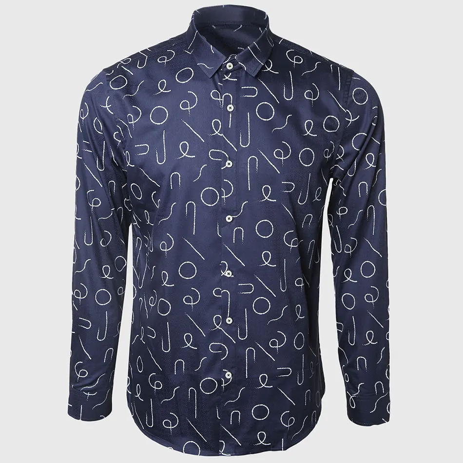 Мужская рубашка для отдыха белая с длинным рукавом и принтом|shirt long sleeve|pattern shirtshirt
