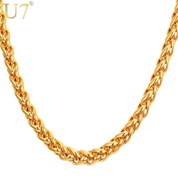 U7 Wheat Chain,Spiga Chain for Men Gold/Black Color Stainless Steel Long/Choker 3mm/6mm/9mm Twisted Necklace Mens Jewelry N571
U7 Wheat Chain,Spiga Chain for Men Gold/Black Color Stainless Steel Long/Choker 3mm/6mm/9mm Twisted Necklace Mens Jewelry N571