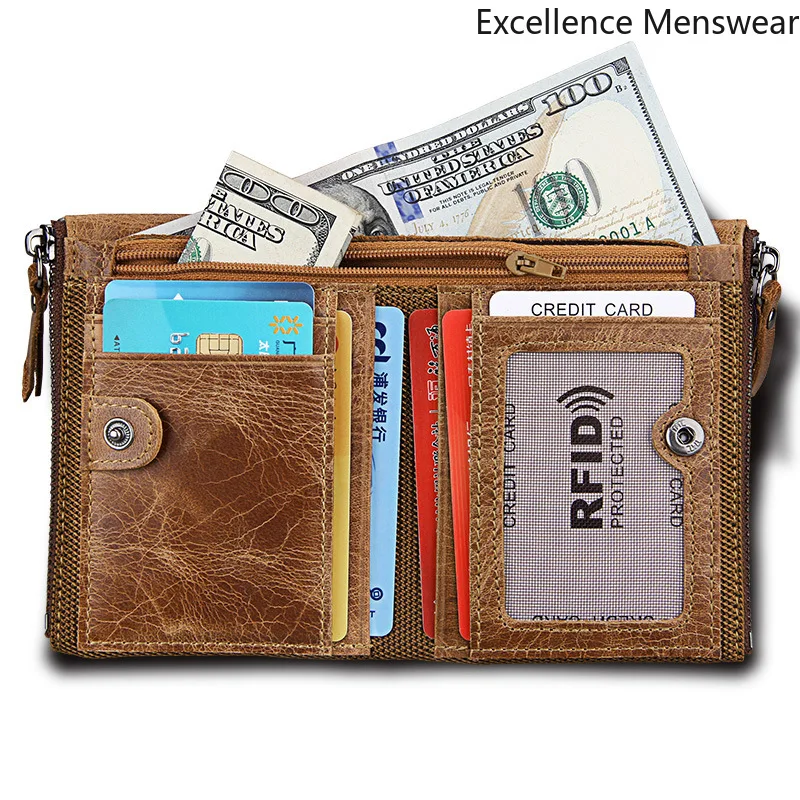Leather Wallet High Quality Zipper Wallets Men Anti-RFID Stealing Men's Wallet Double Zipper Wallet Brown Men's Casual Wallet QQ
Leather Wallet High Quality Zipper Wallets Men Anti-RFID Stealing Men's Wallet Double Zipper Wallet Brown Men's Casual Wallet QQ