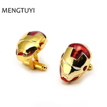 Filme vingadores superman homem de ferro abotoaduras para homens liga de metal tony stark máscara manguito links lembrança jóias novo gemelos hombre(China)