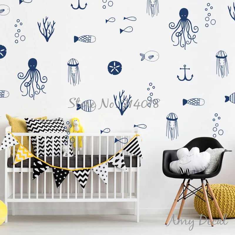 50 pcs Sea Life Wall Decals Cute Nautical Decals Ocean Wall Sticker for Kids Room Baby Bedroom Wall Stickers Home Decor A809
50 pcs Sea Life Wall Decals Cute Nautical Decals Ocean Wall Sticker for Kids Room Baby Bedroom Wall Stickers Home Decor A809