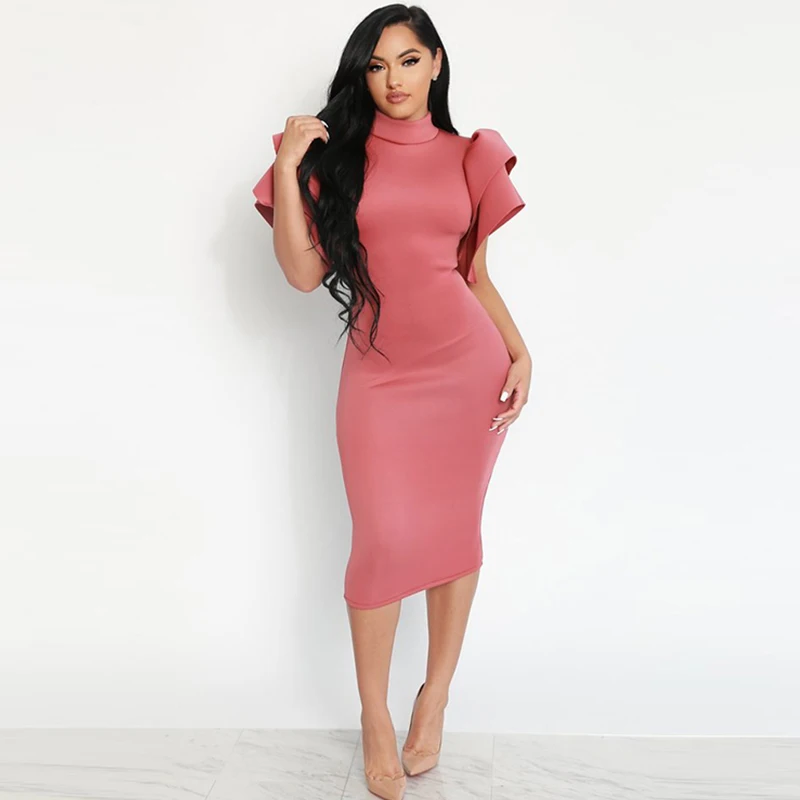 Summer 2018 Women Sexy Backless Butterfly Sleeve Party Dress Elegant Hip Wrapped Midi Dress Turtleneck Pencil Bodycon Dress 
Summer 2018 Women Sexy Backless Butterfly Sleeve Party Dress Elegant Hip Wrapped Midi Dress Turtleneck Pencil Bodycon Dress