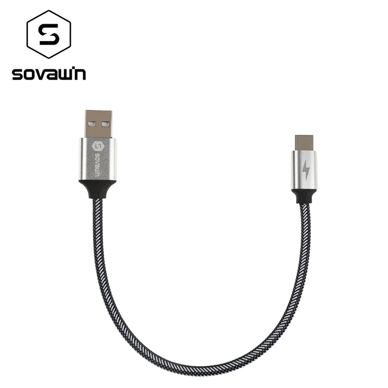 Быстрая зарядка Sovawin Type C 3 А USB 120 медный провод 30 см короткая передача данных