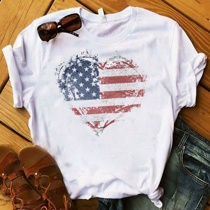 2019 Women Shirt American Heart Printed Women Striped Graphic USA Flag Love Top Short Sleeve Tshirt Female Womens T T-shirt
2019 Women Shirt American Heart Printed Women Striped Graphic USA Flag Love Top Short Sleeve Tshirt Female Womens T T-shirt